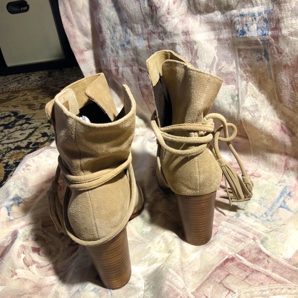 Aldo Contessina Suede Booties Fringe Wrap Size 10 - Picture 5 of 9